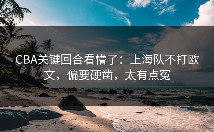 CBA关键回合看懵了：上海队不打欧文，偏要硬凿，太有点冤